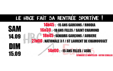 Matchs week-end 14/15 septembre