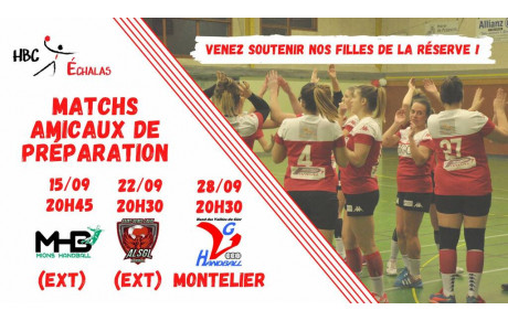Matchs préparation Seniors Filles Réserve